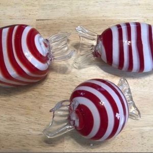 Hard to Find Huge Peppermint Candy Red and White Art Glass Christmas Decor